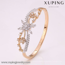 50893 Beautiful design fashion girls flower cheap metal bangle with zircon